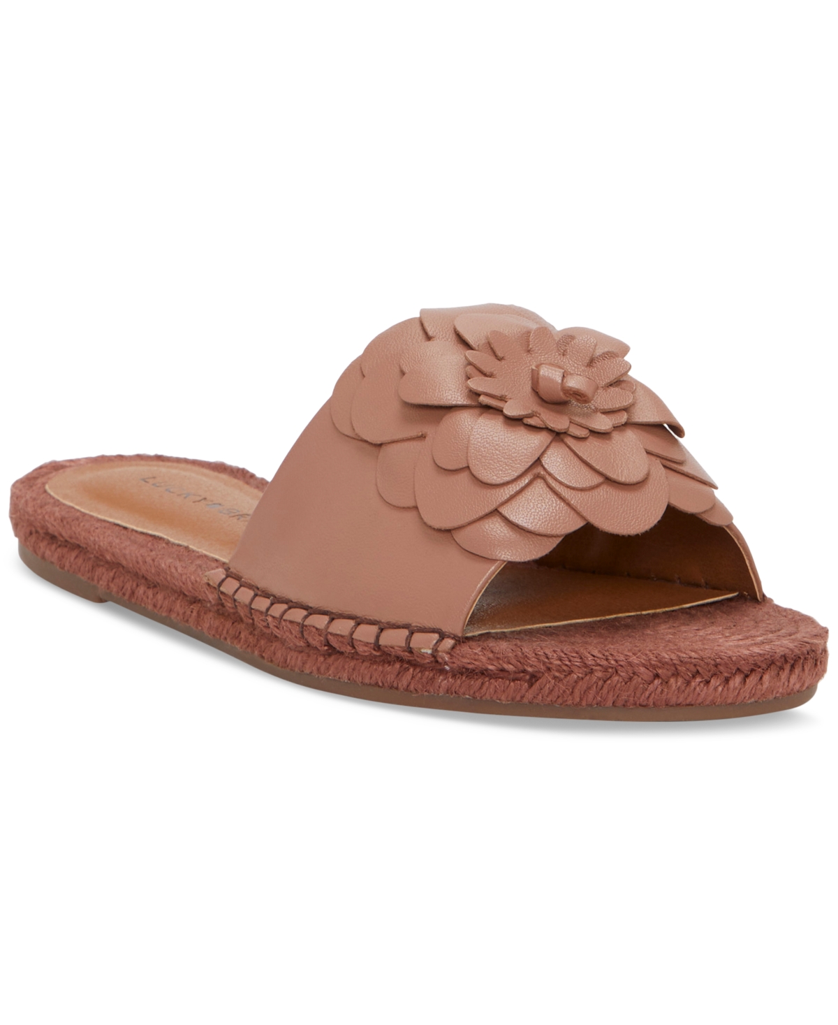 Shop Lucky Brand Women's Biricha Flower Flat Sandals In Rose Dusk Leather