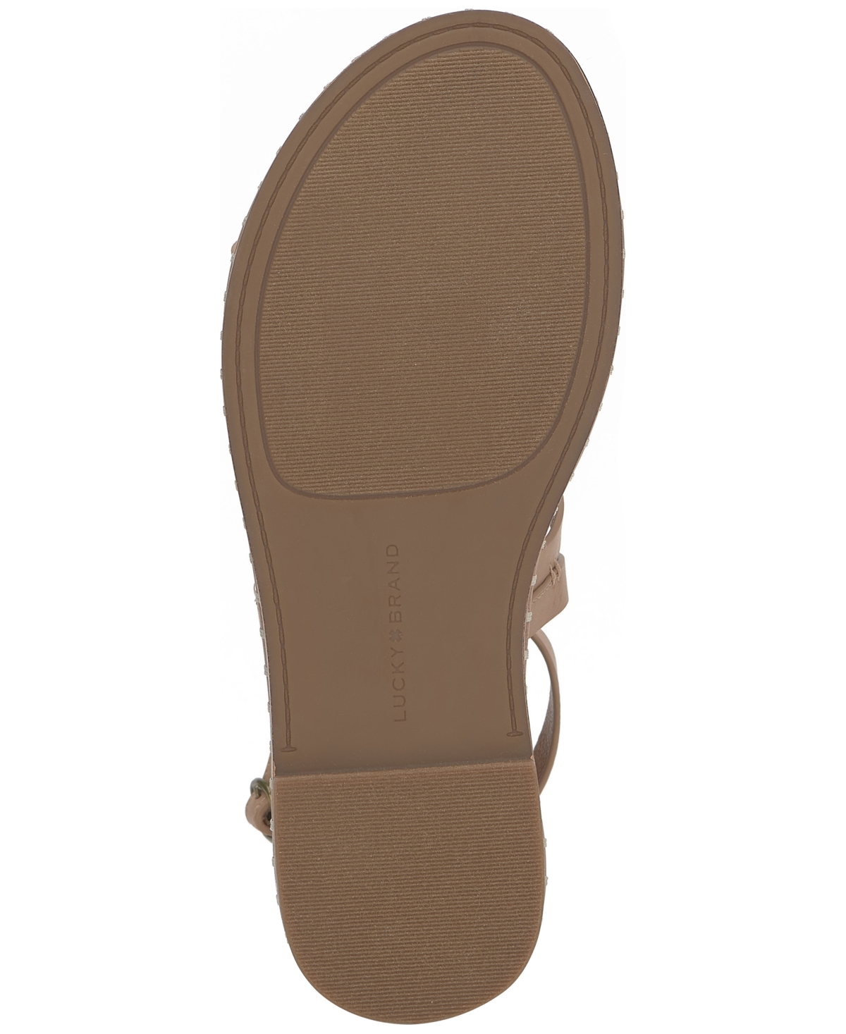 Shop Lucky Brand Women's Korina Embellished Strappy Gladiator Flat Sandals In Rhodonite,brown Burnished Leather