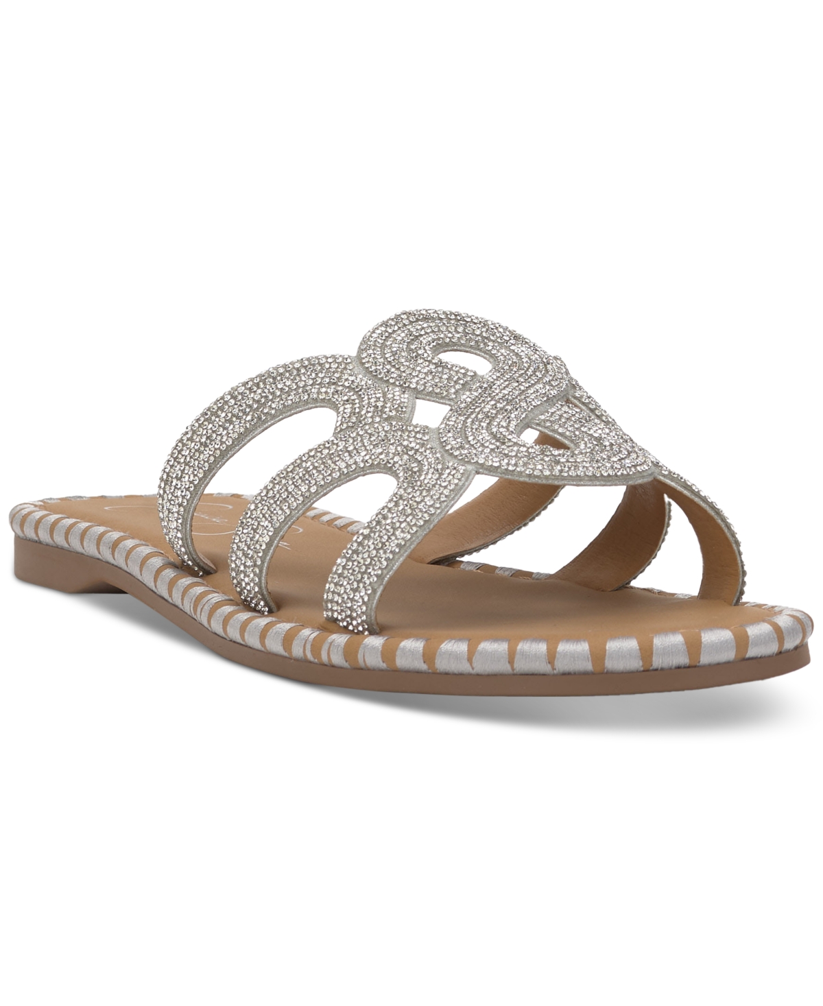 Jessica Simpson Bria 2 Slide Sandal In Silver Rhinestone