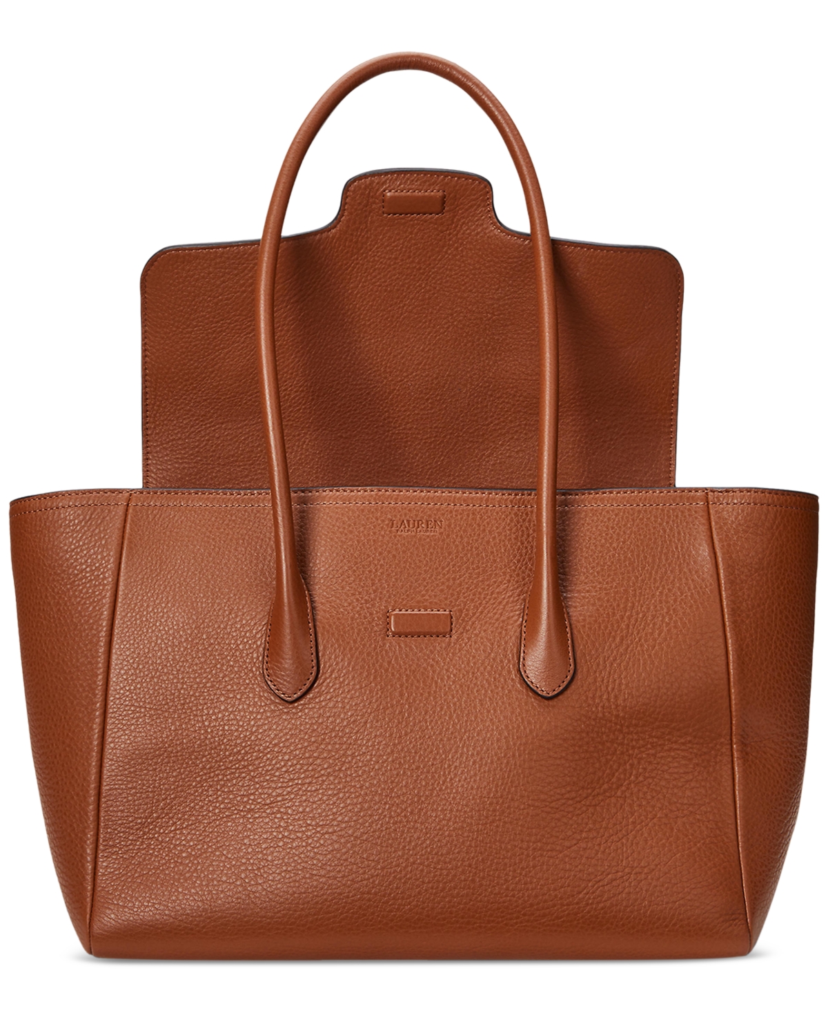 Ralph Lauren Pebbled Leather Large Tanner Satchel In Lauren Tan