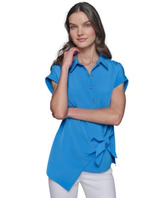 KARL LAGERFELD PARIS - Women's Asymmetric Side-Tie Blouse