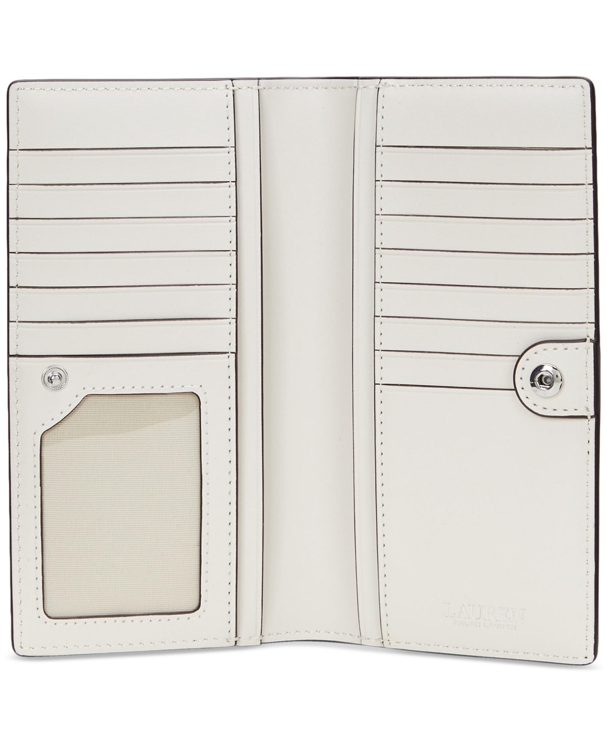 Ralph Lauren Crosshatch Leather Slim Wallet In Soft White