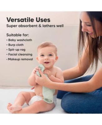 6pk Deluxe Baby Washcloths, Organic and Soft Baby Wash Cloth, Baby Bath Towel, Face Cloths