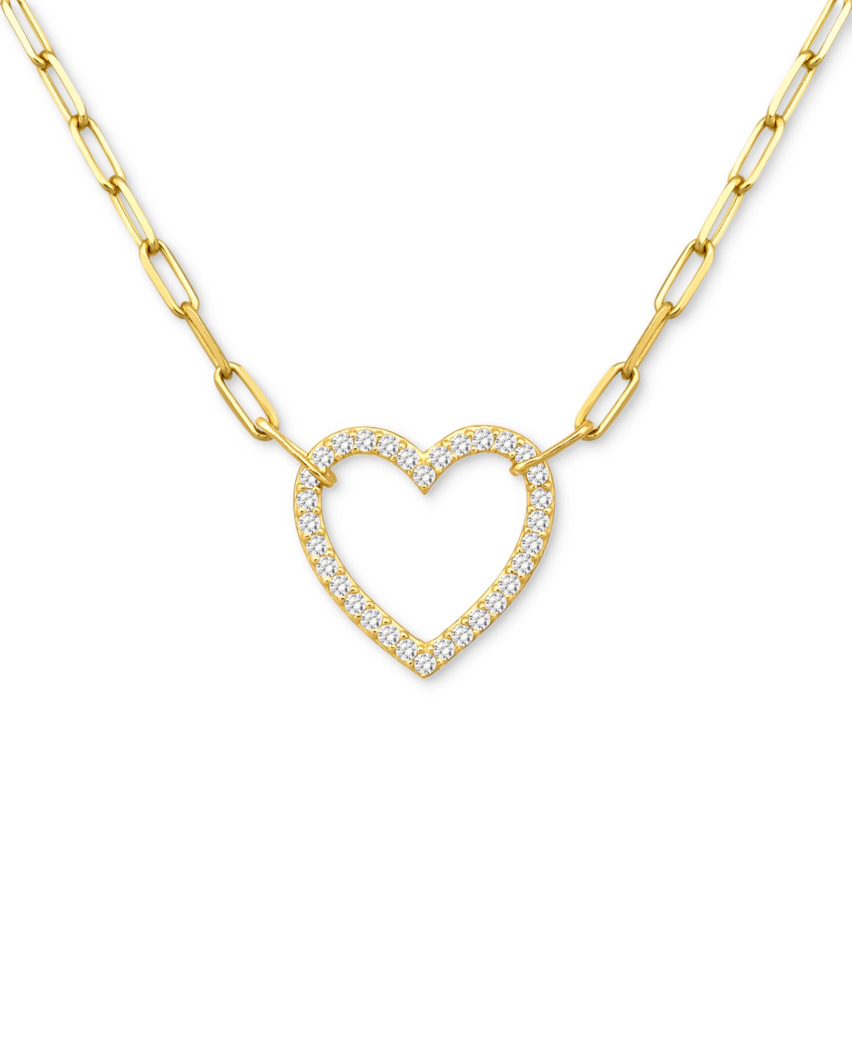 Giani Bernini Cubic Zirconia Heart Pendant Necklace, 16" + 2" Extender, Exclusively At Macy's In Gold
