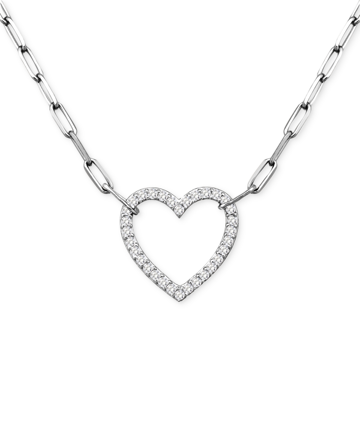 Giani Bernini Cubic Zirconia Heart Pendant Necklace, 16" + 2" Extender, Exclusively At Macy's In Silver