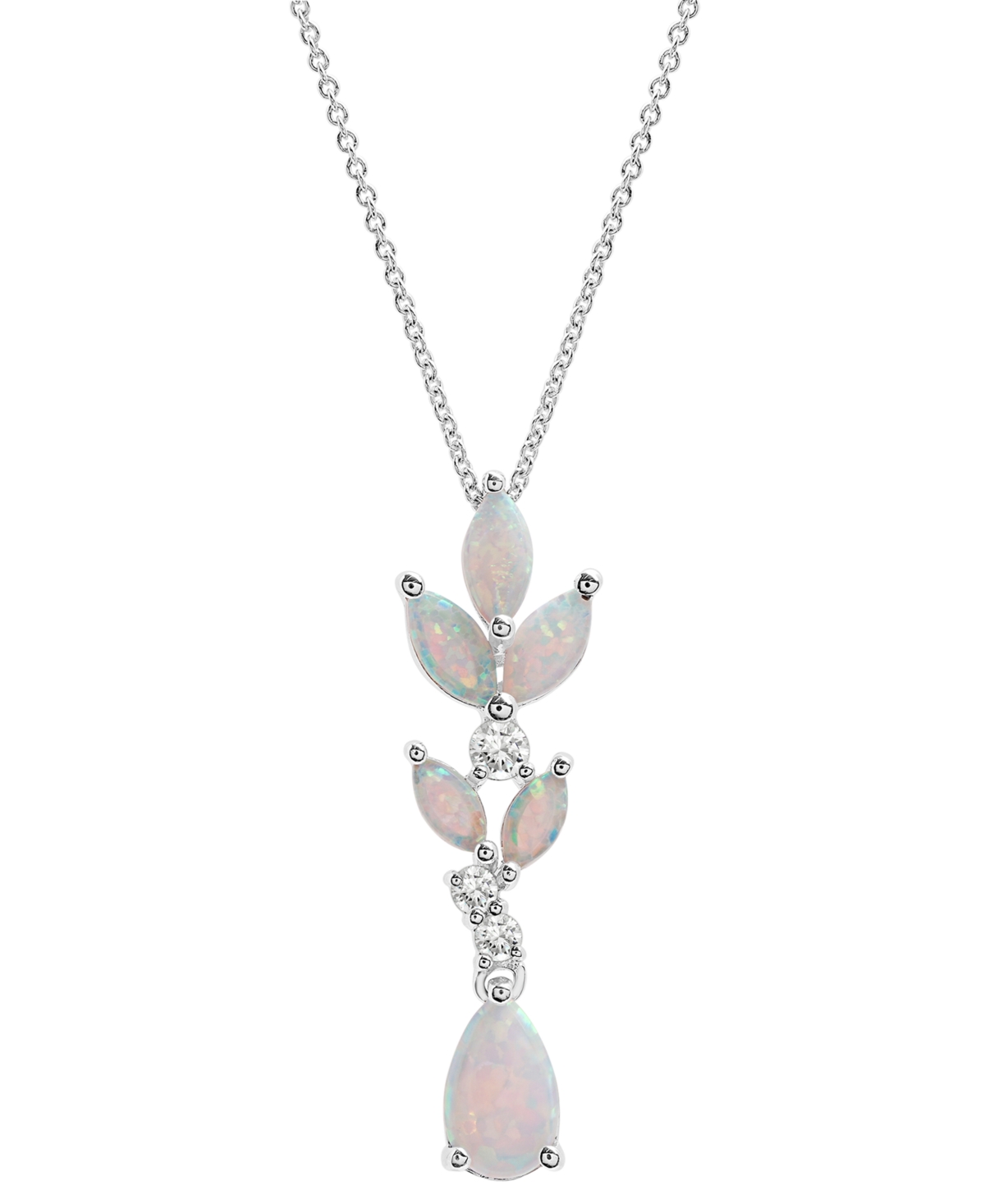 MACY'S LAB-CREATED OPAL (1-1/10 CT. T.W.) & LAB-CREATED WHITE SAPPHIRE (1/5 CT. T.W.) VINE INSPIRED 18" PEN 