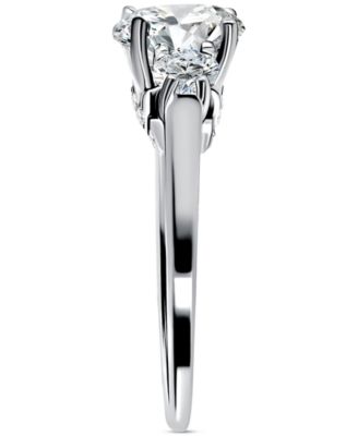 Cubic Zirconia Three Bridal Stone Ring in Sterling Silver, Exclusively at Macy's