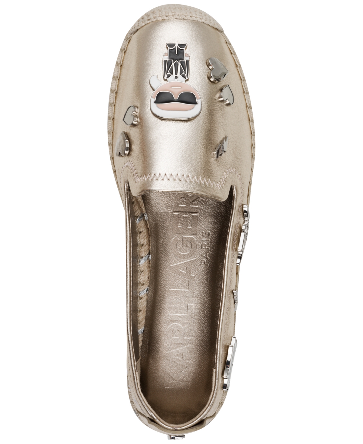 Shop Karl Lagerfeld Women's Michaela Embellished Slip-on Espadrille Flats In White Gold