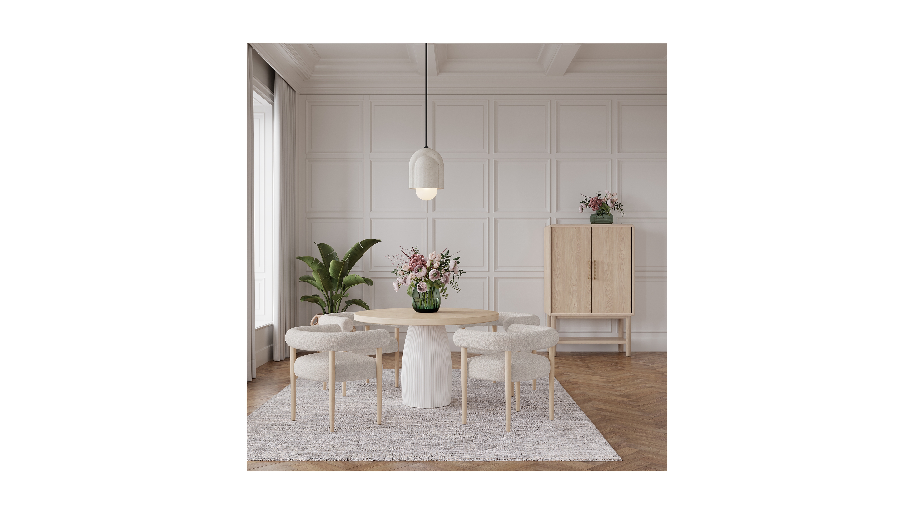 Lunare 5-Pc. Dining Set (Round Table & 4 Rolled Back Chairs), Created for Macy's