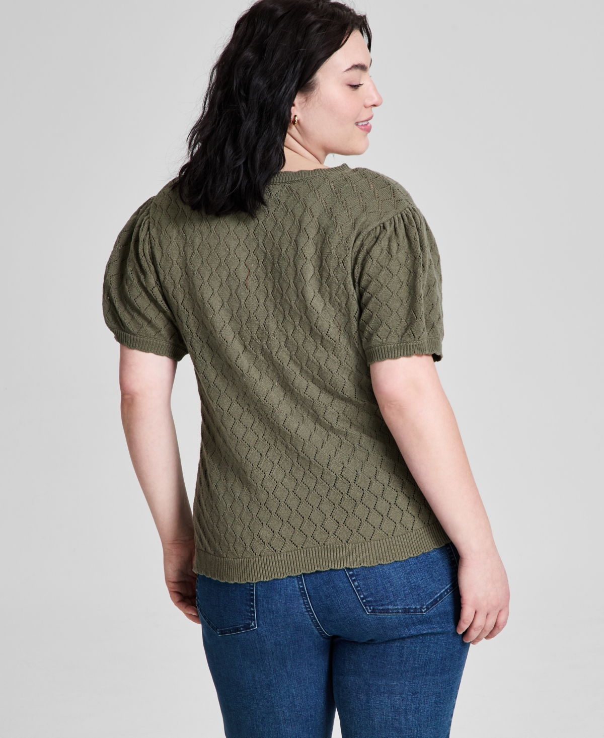And Now This Trendy Plus Size Short-sleeve Cardigan, Exclusively At Macy's In Olive