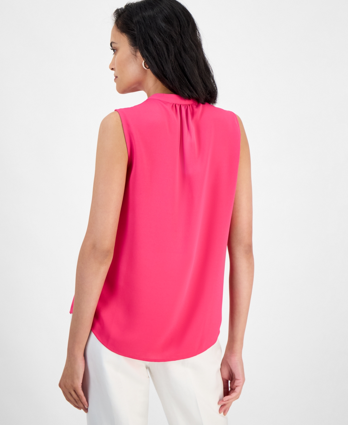 Kasper Women's Crepe Keyhole Jewel-neck Sleeveless Top In Pink Perfection
