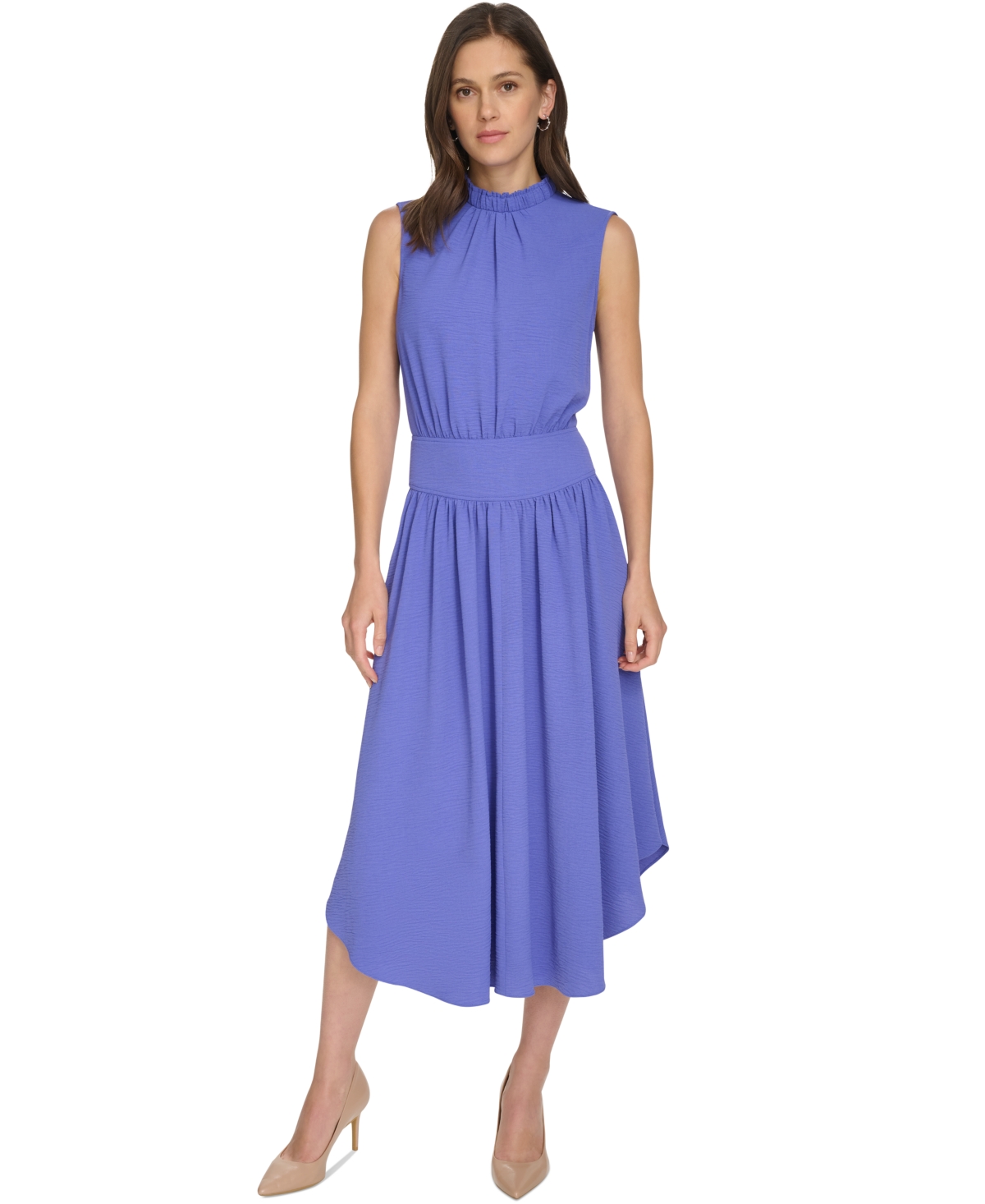 Shop Calvin Klein Women's Mock-neck A-line Midi Dress In Lilac