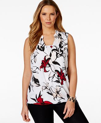 Alfani Plus Size Floral-Print Surplice Top, Only at Macy's - Tops ...