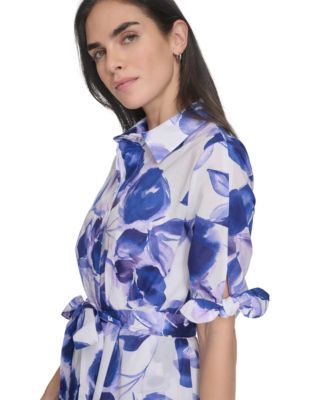 calvin klein floral shirt dress Calvin Klein Women's Floral Midi Shirtdress, 16, Cotton