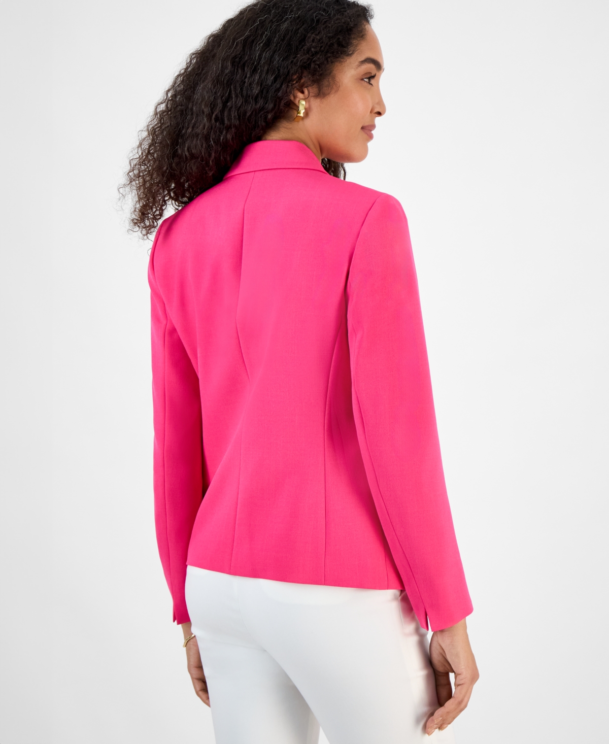 Kasper Plus Size Notched-collar Blazer In Pink Perfection