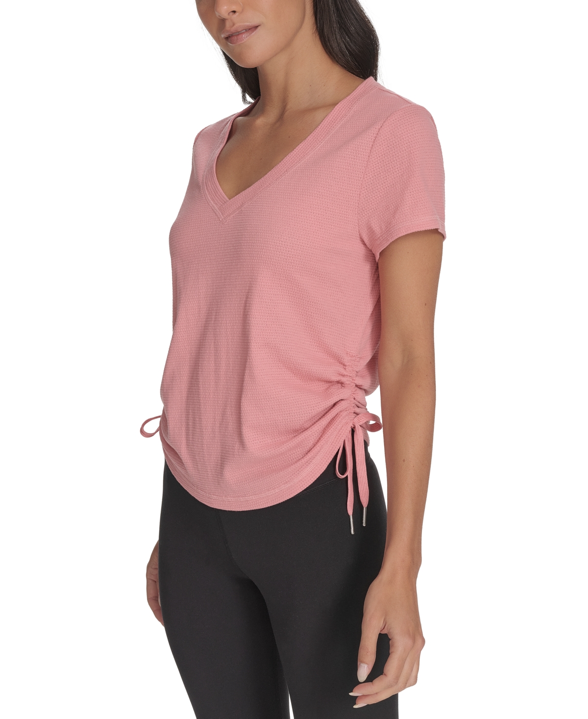 Calvin Klein Women's Drawstring-ruched Textured Top