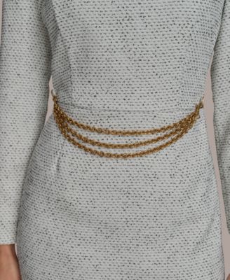【Donna Karan New York】Square-Neck Chain-Trim Dress Donna Karan New York Women's Square-Neck Chain-Trim Dress