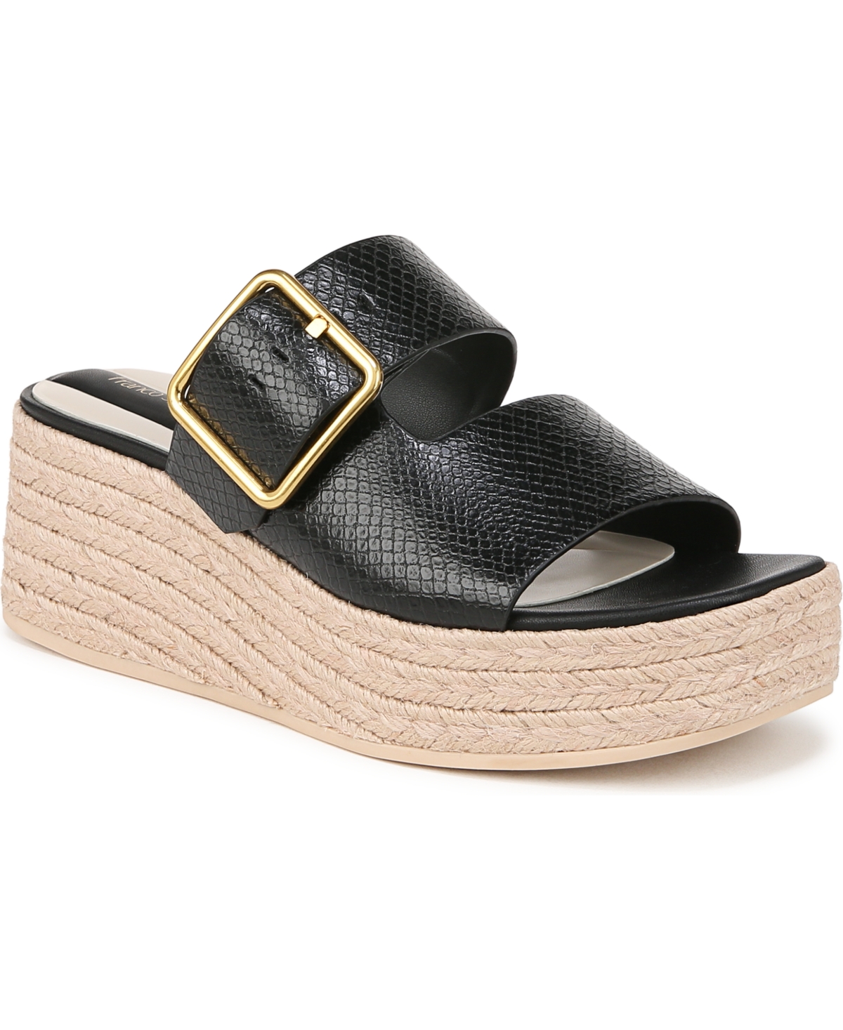 Franco Sarto Taziana Platform Sandal In Black Snake Print Faux Leather