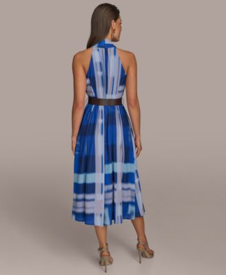Donna Karan New York Women's Printed Belted A-Line Dress