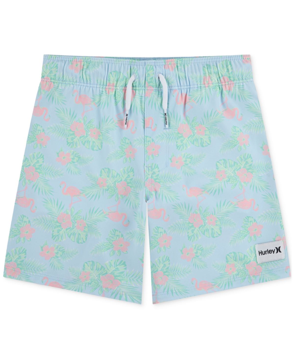 Shop Hurley Big Boys Flamingo Printed Pull-on Swim Shorts In Blue Ice,multi