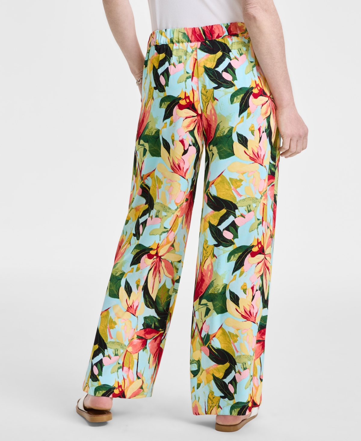 JM COLLECTION WOMEN'S PRINTED SATIN PULL-ON PANTS, EXCLUSIVELY AT MACY'S 