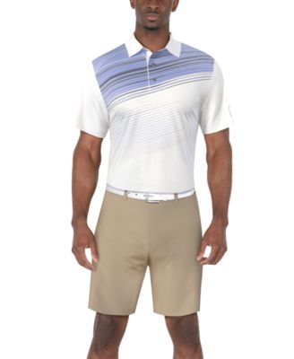 Men's Stripe Print Short Sleeve Golf Polo Shirt
