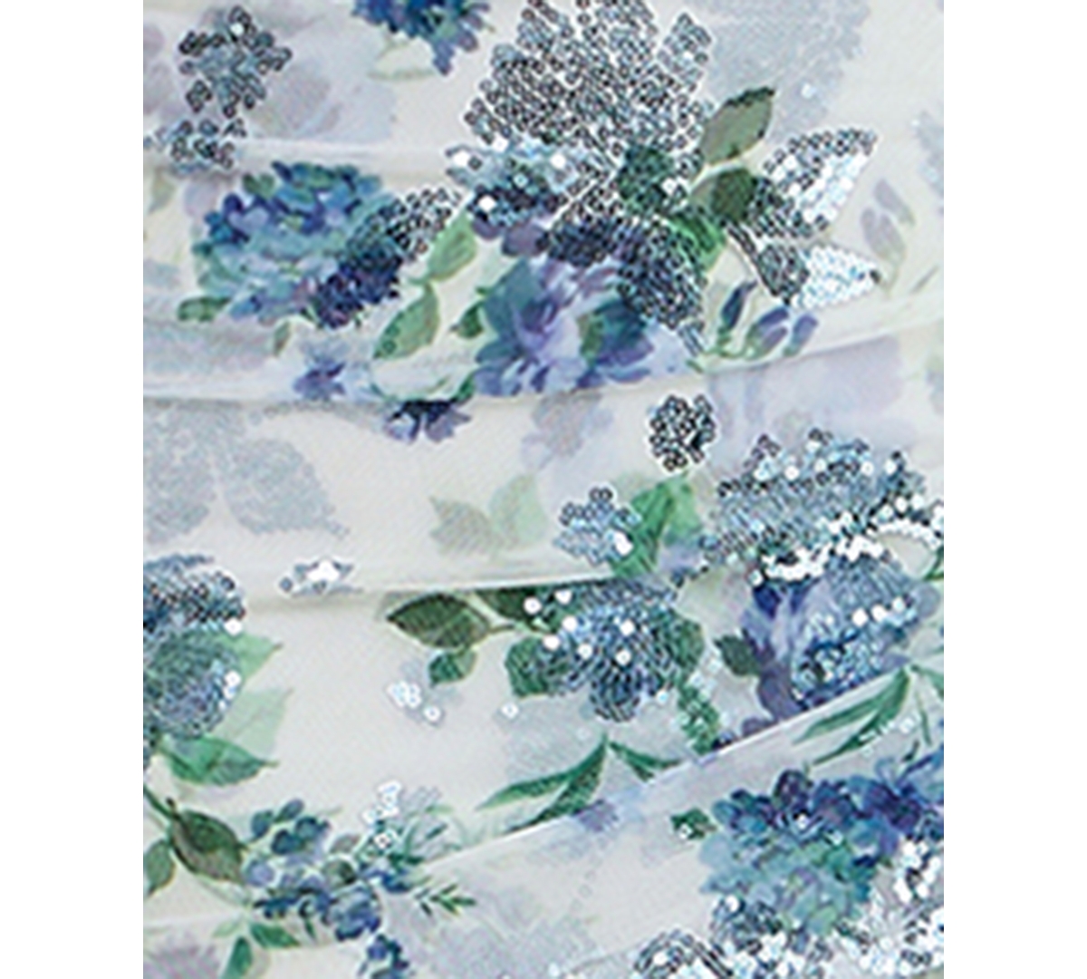 Emerald Sundae Juniors' Sequin Embellished Floral Print Ruffled Strapless Gown, Created For Macy's In Ivory,blue