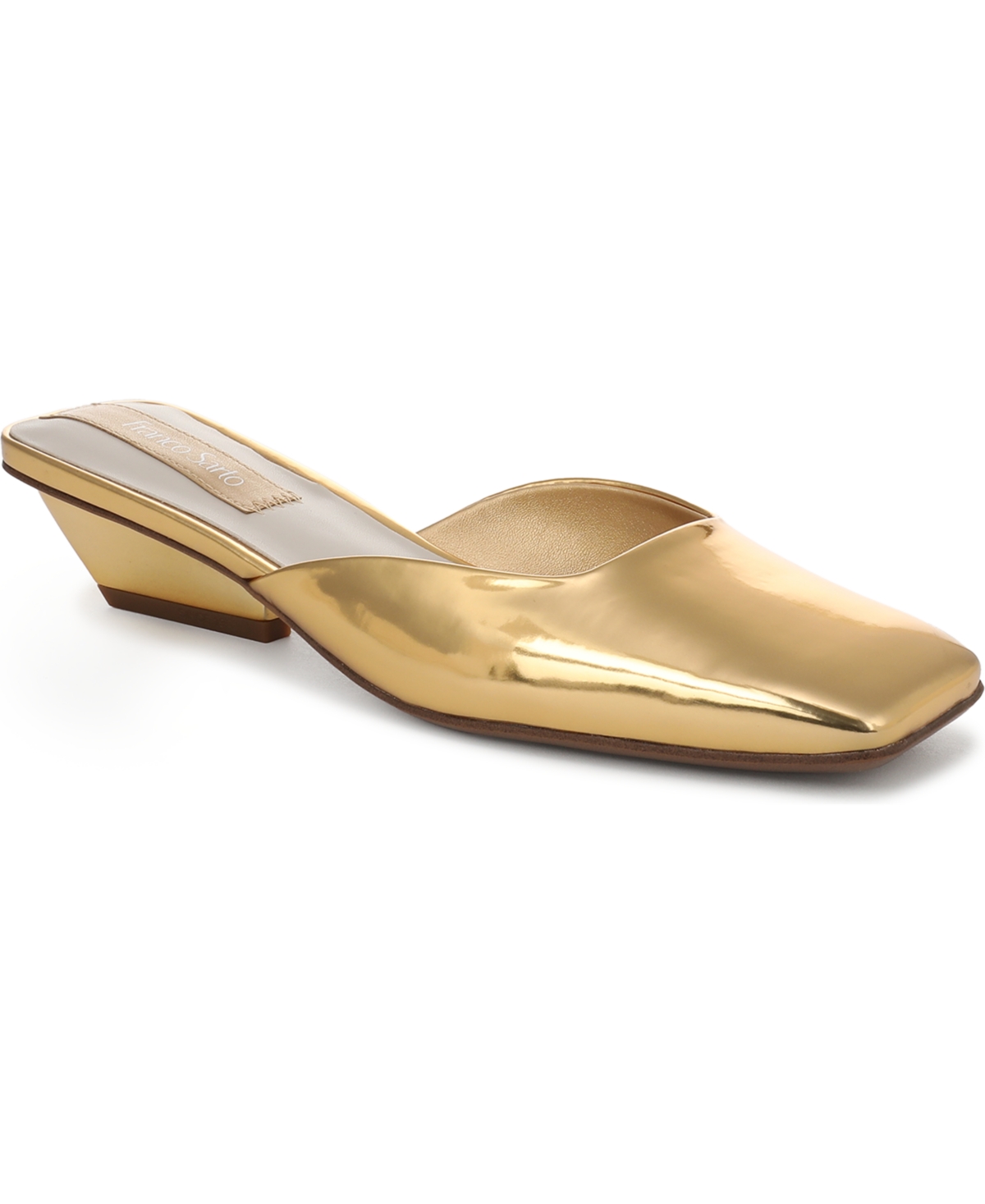 Women's Nicola Square Toe Sculpted Heel Mules - White Faux Patent