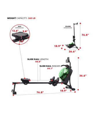 Hydro + Dual Resistance Smart Magnetic Water Rowing Machine, Green