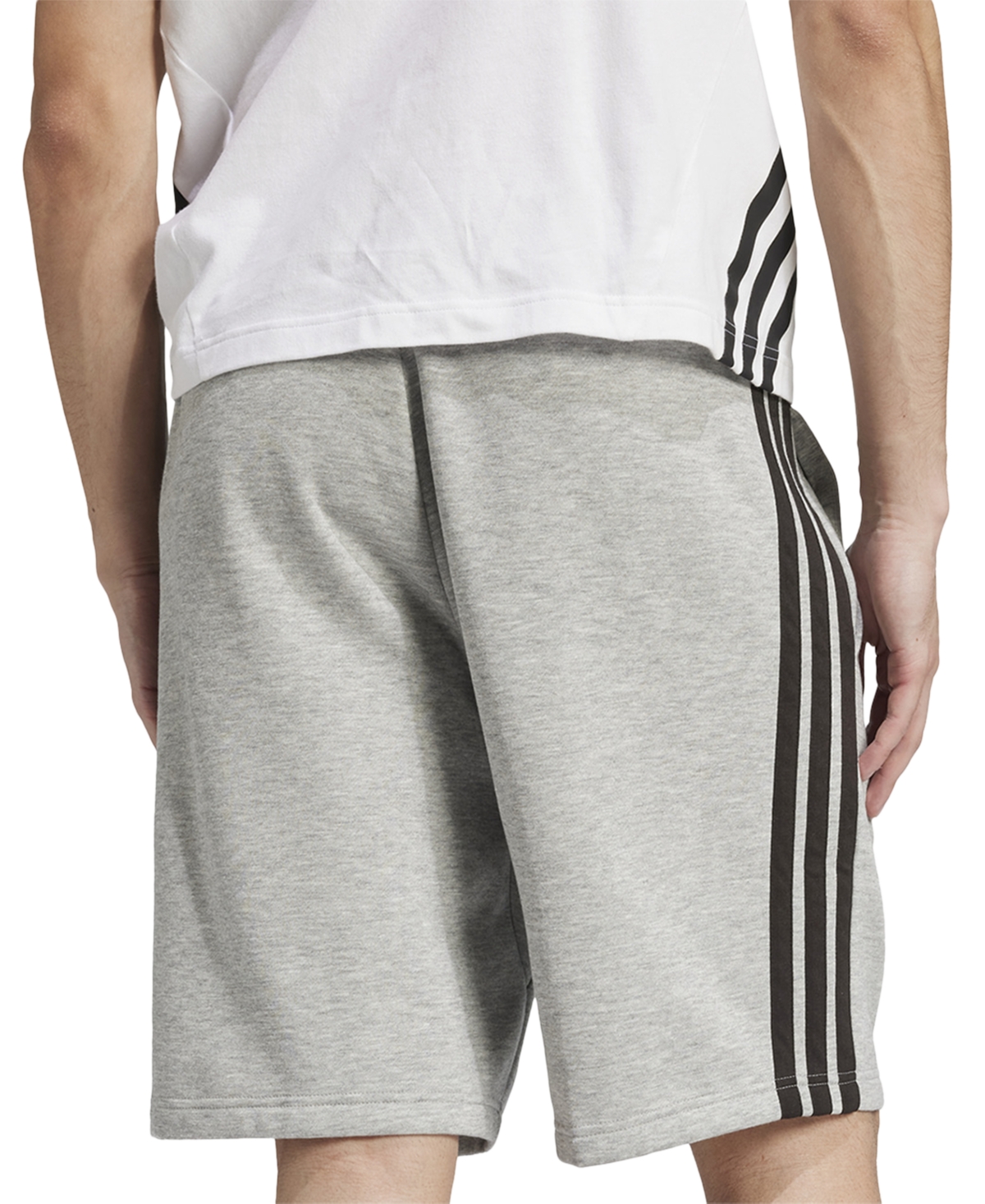 Adidas Originals Men's Essential Three Stripes Fleece Shorts In Dgreyh,whi