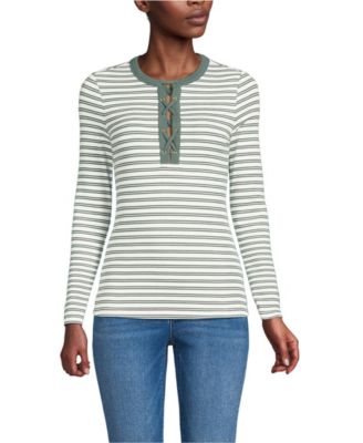 Women's Polished Rib Tie Henley Top