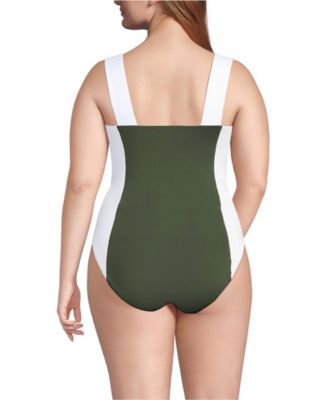 Plus Size Square Neck High Leg One Piece Swimsuit