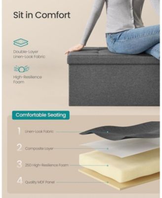 43-Inch Folding Storage Ottoman Bench, Holds up to 660 lbs, Dark Gray