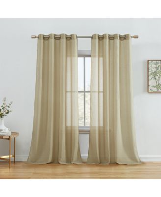 2 Piece Semi Sheer Voile Light Filtering Window Curtain Grommet Panels for Bedroom & Living Room (37 W x 84 L Inch Long Per Panel, Taupe)