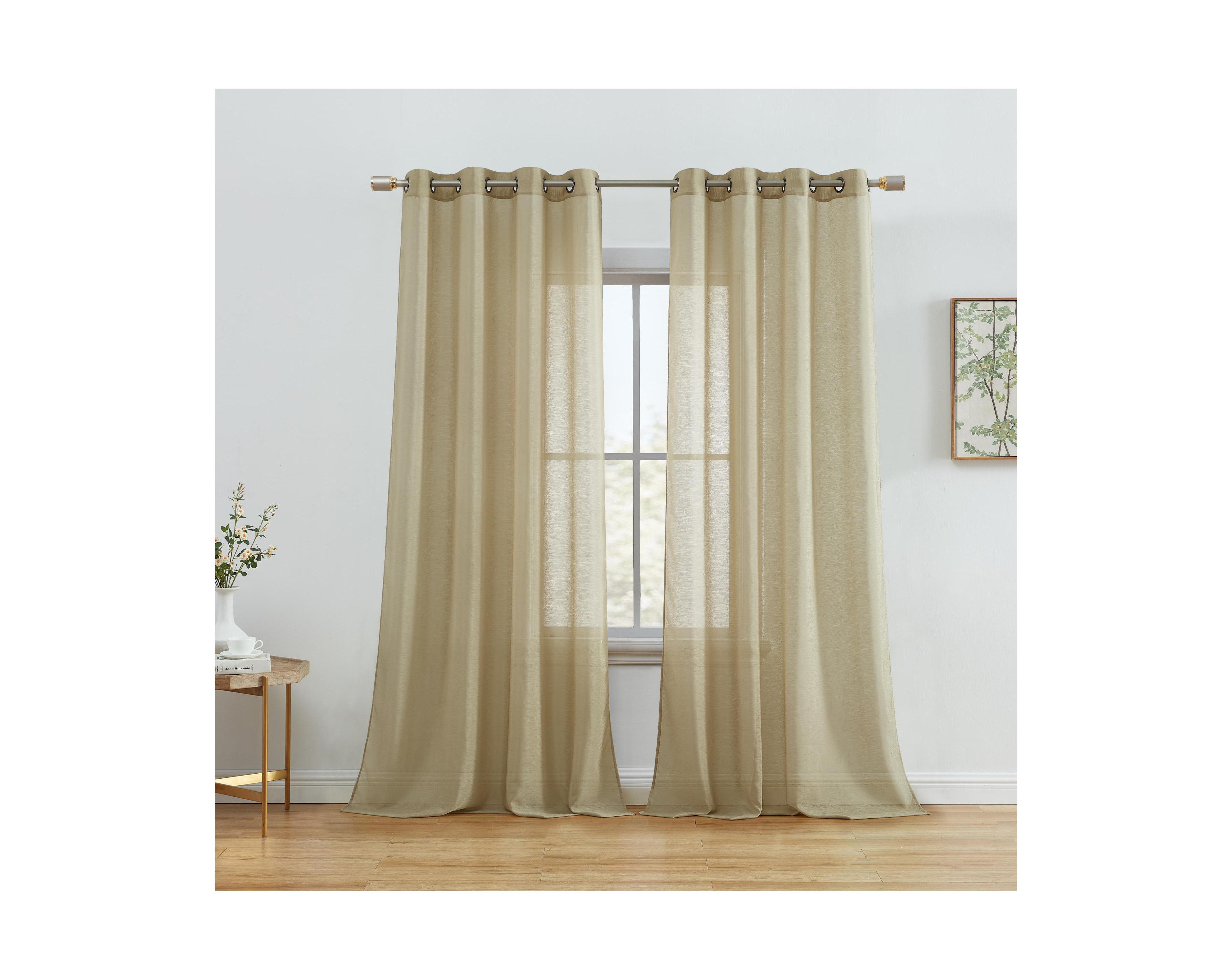 Hlc.me 2 Piece Semi Sheer Voile Light Filtering Window Curtain Grommet Panels for Bedroom & Living Room (37 W x 84 L Inch Long Per Panel, Taupe)