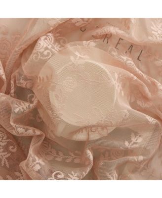 Isabella Floral Rod Pocket Lace Short Cafe Swags for Small Windows - 28 x 36 Inch Length (Blush Pink Swags, Set of 2)