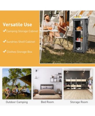 Folding Pop-Up Cupboard Compact Camping Storage Cabinet with Bag