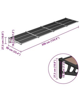 Door Canopy Black 155.9"x35.4" Polycarbonate