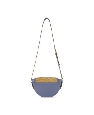 Raffia/PU Crossbody Flap Bag