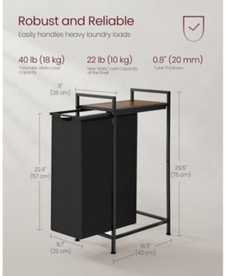 3-Bag Laundry Sorter with Pull-Out Removable Bags, Rustic Brown &amp; Black