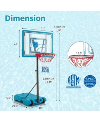 3.8-4.4 Feet Height Adjustable Pool Basketball Hoop for Kids Teens and Adults