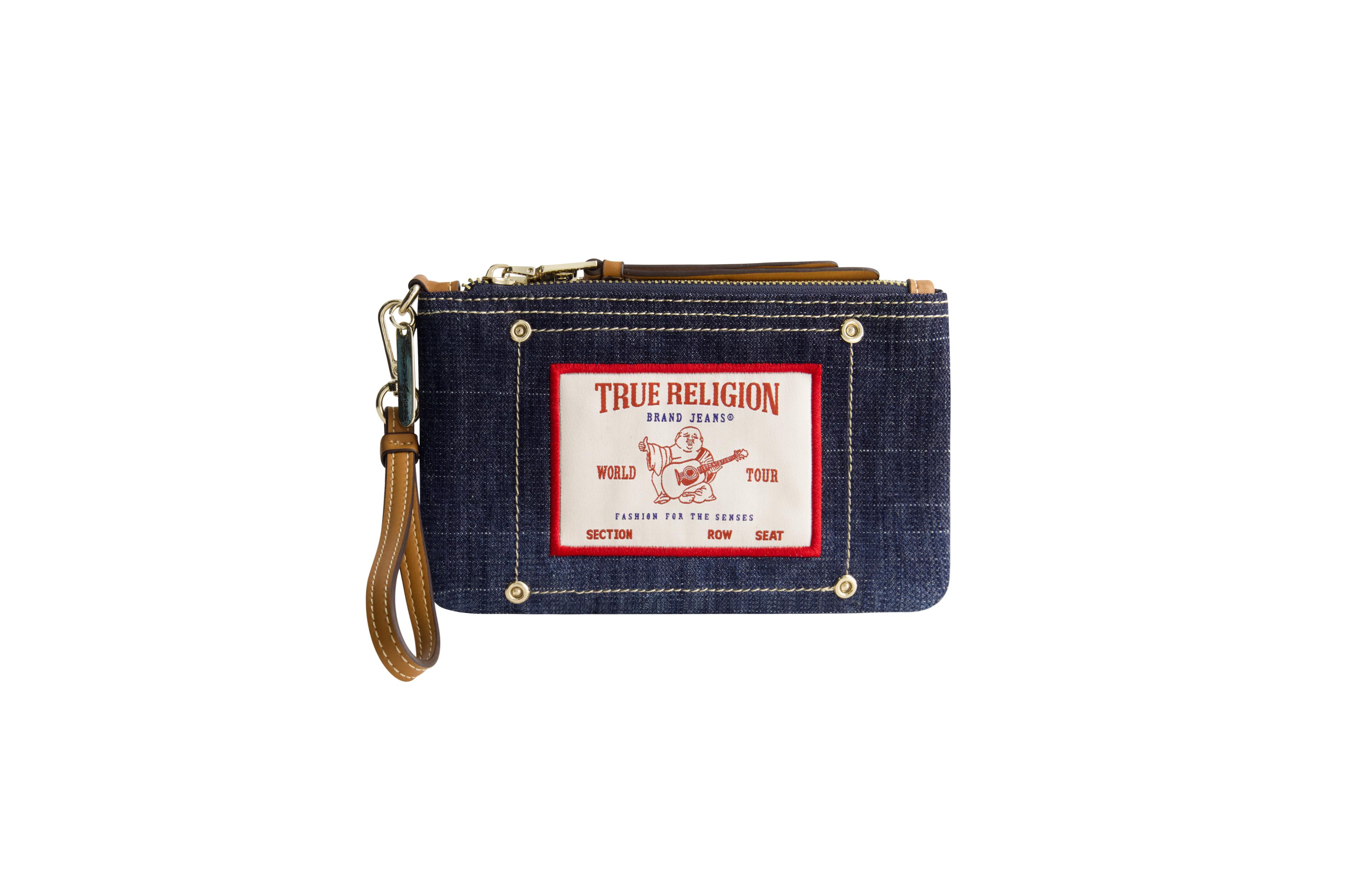 True Religion Buddha Patch Denim Wristlet