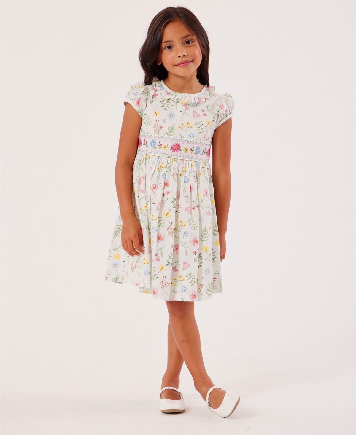Shop Bonnie Jean Toddler And Little Girls Botanical Floral Smocked Dress In Multicolor