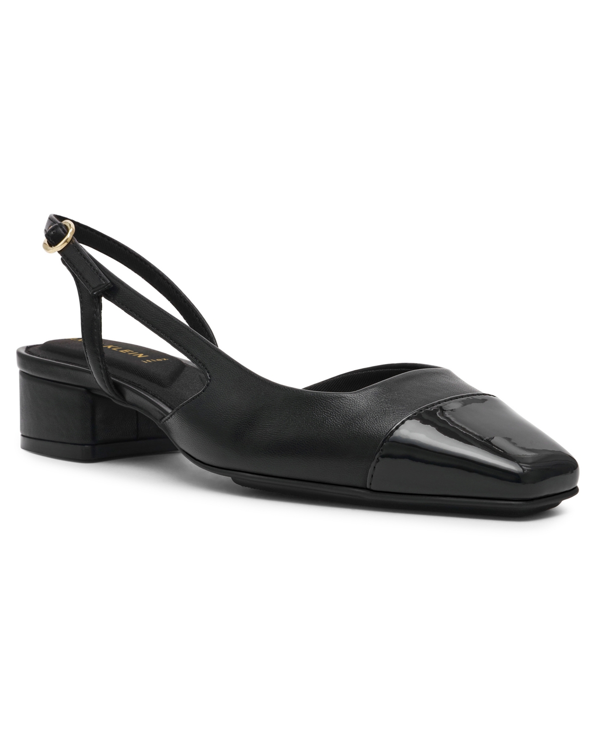 Anne Klein Women's Nia Block Heel Cap Toe Slingback Flats In Black
