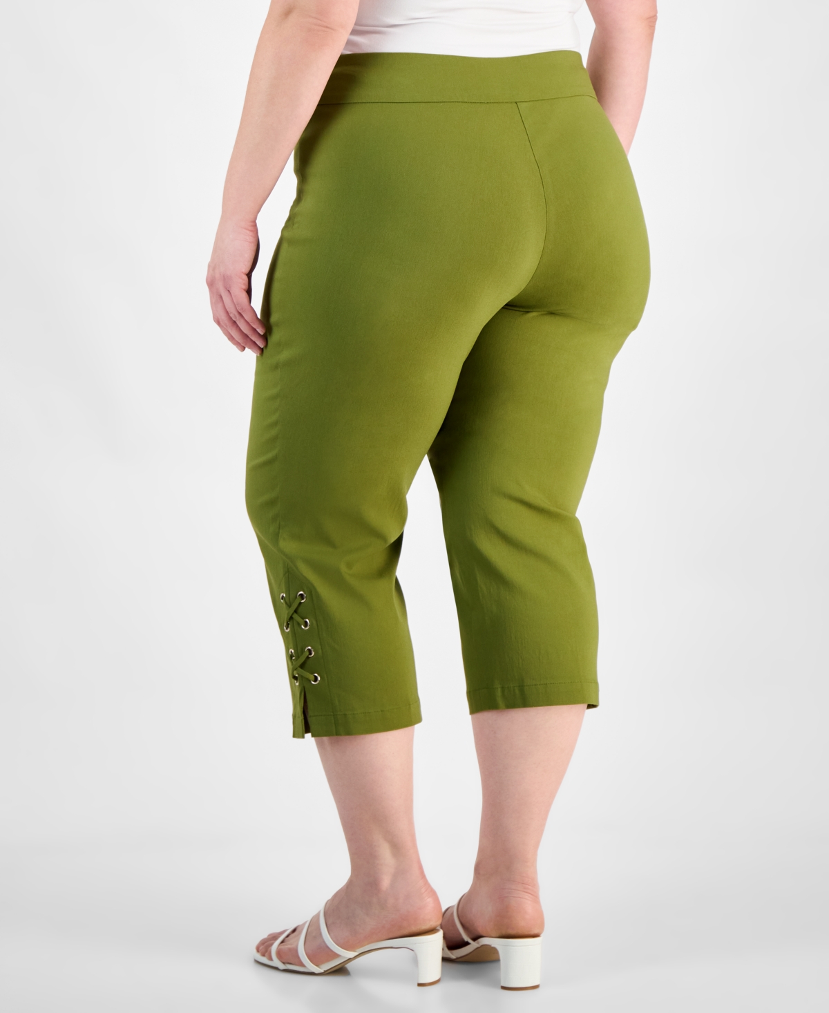 JM COLLECTION PLUS SIZE SIDE LACE-UP CAPRI PANTS, CREATED FOR MACY'S 