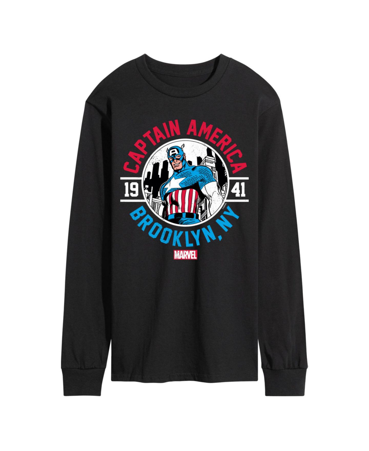 Мужская футболка AIRWAVES Captain America Brooklyn NY Long Sleeve, цвет: Чёрный — фото 1