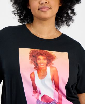 Trendy Plus Size Cotton Whitney Houston Graphic Tee