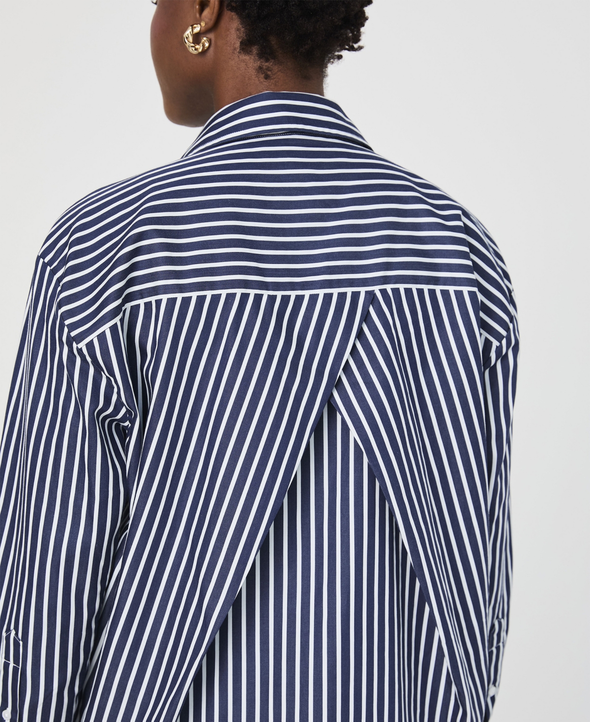 Shop French Connection Women's Alexis Cotton Angled-yoke Shirt In Marine,white