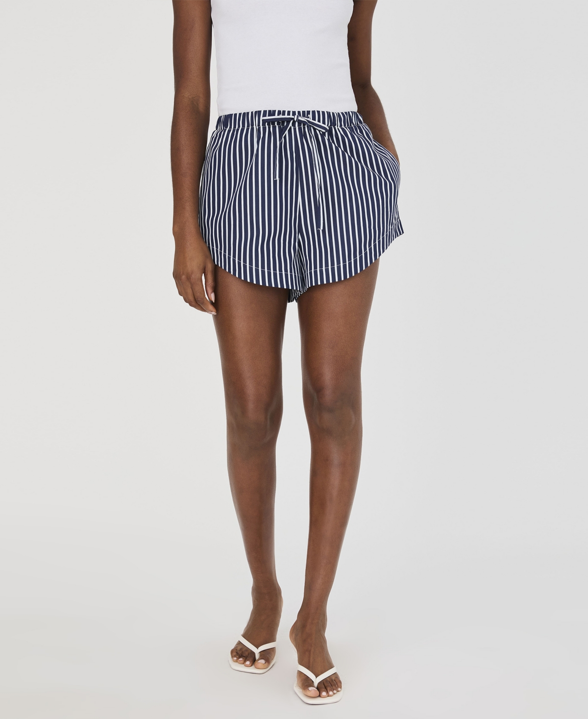 Women's Alexis Cotton Drawstring Shorts - Green/Summer White