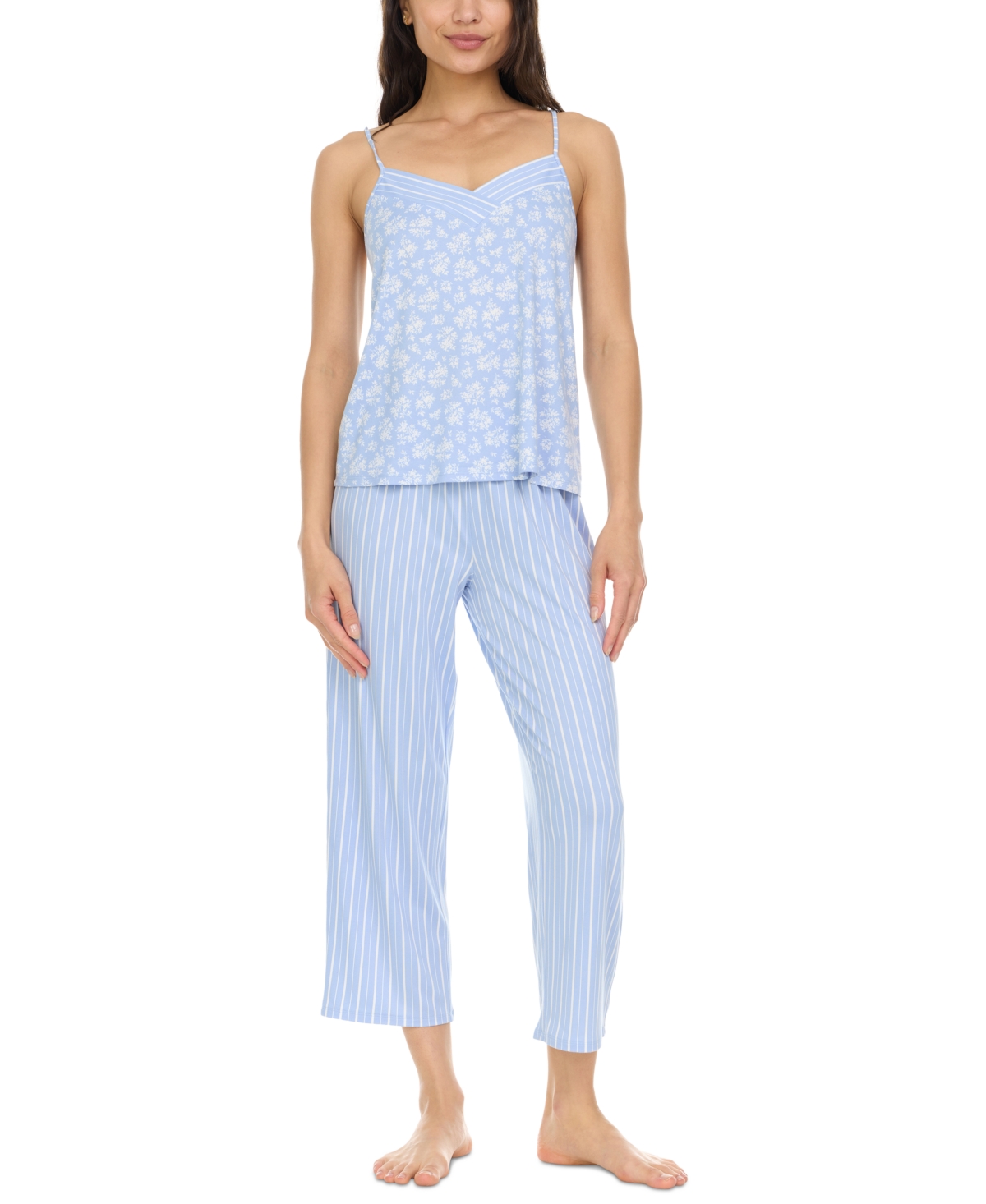 Women's Amari 3-Pc. Cami, Shorts & Capris Pajama Set - Blue